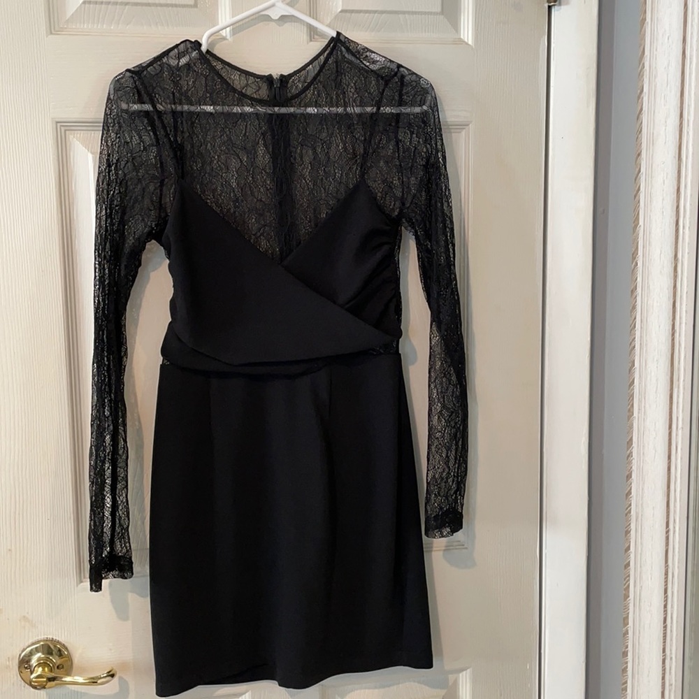 About Us Long Sleeve Lace Black Dress
